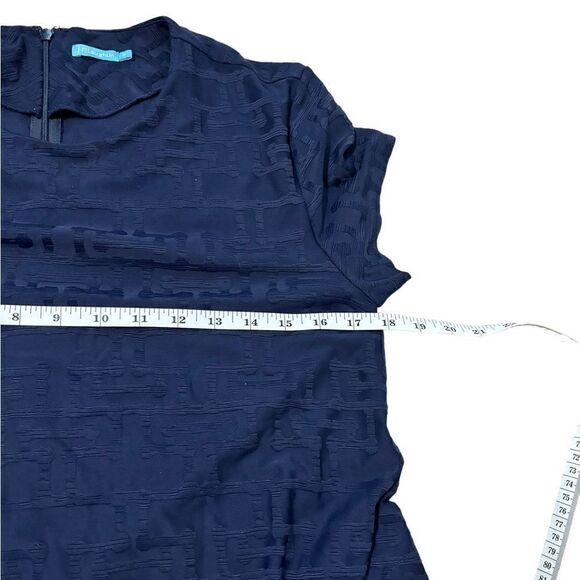 J.McLaughlin Textured Knit Jacquard Crew Neck Cap Sleeve Swing Dress Navy Blue - Picture 6 of 8